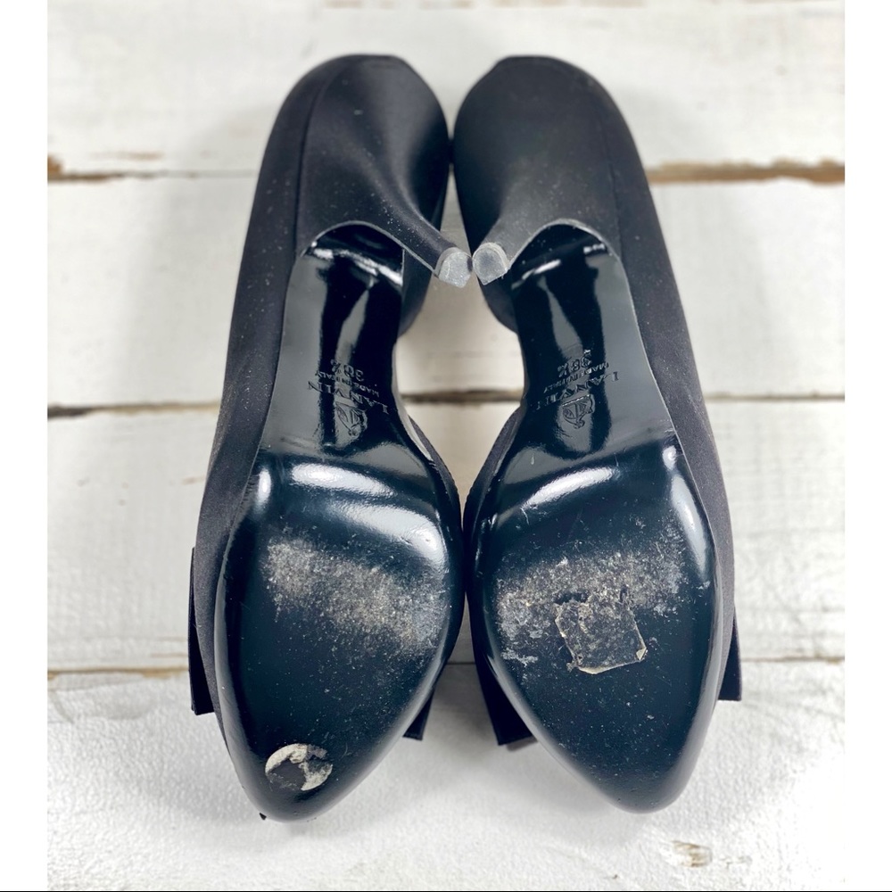 Lanvin Black Satin Semi D’Orsay Pumps With Bow - Picture 8 of 10